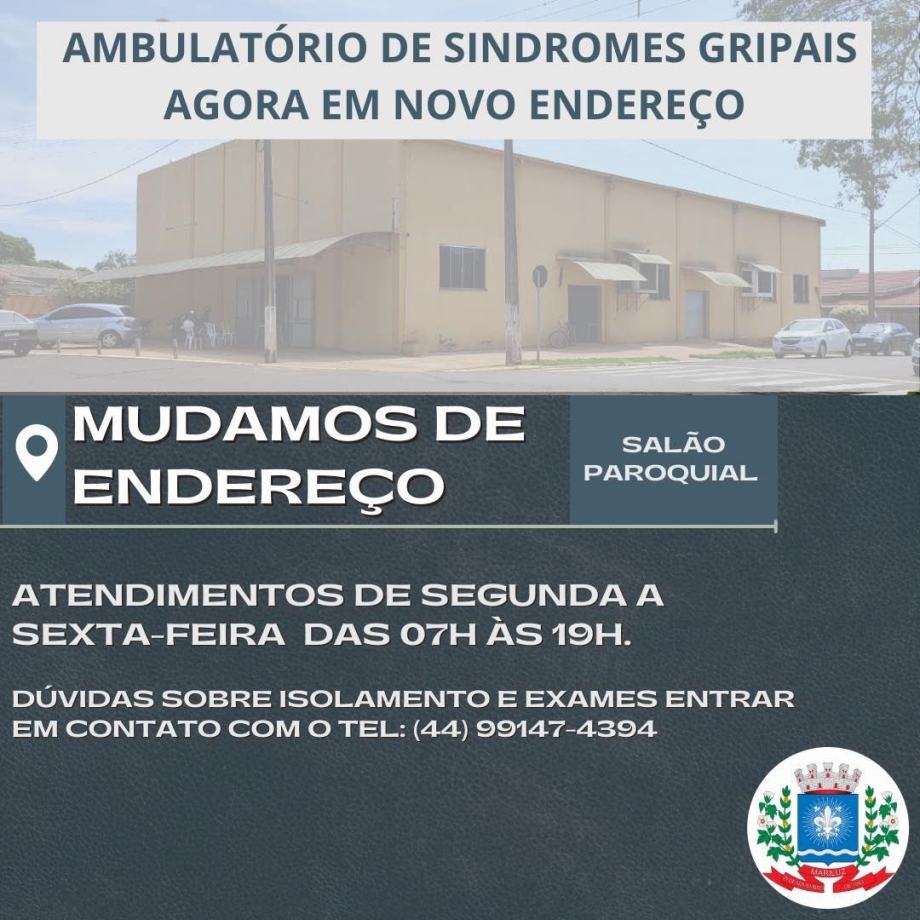 Município de Mariluz mudou o local de atendimento de pessoas síndromes gripais para o Salão Paroquial