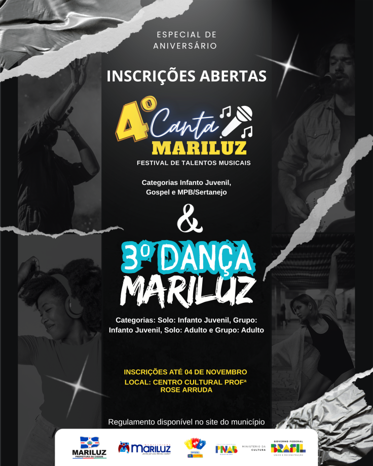 Inscrições Abertas – 4º Canta Mariluz e 3º Dança Mariluz