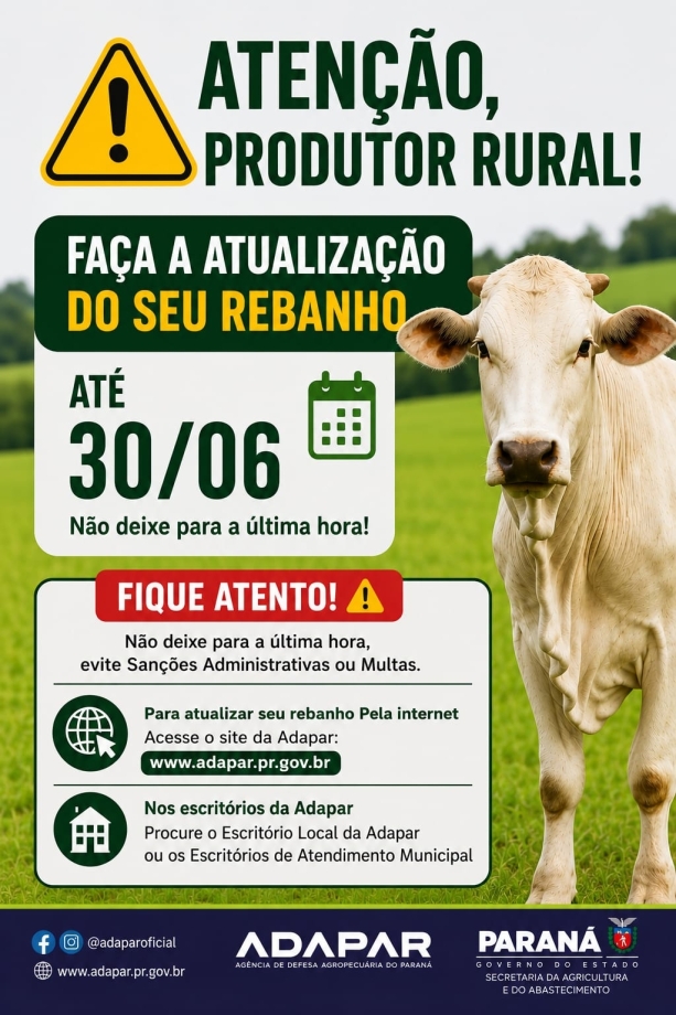 Secretaria de Agricultura reforça a importância da atualização do rebanho