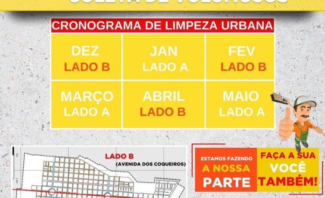 Cronograma de Coleta de Volumosos em nosso município para o mês de fevereiro