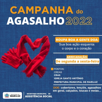 Secretaria de Assistência Social de Mariluz está realizando a Campanha do Agasalho 2022