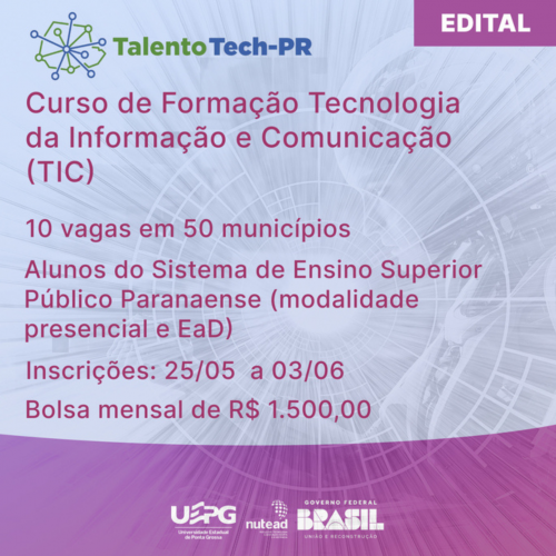 O Nutead está com inscrições abertas para o processo seletivo de alunos do ensino médio e egressos da Rede de Educação Pública Paranaense