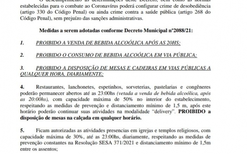 Nota de esclarecimento da Prefeitura de Mariluz, referente ao Decreto Municipal que entrará em vigor amanhã, 01 de maio 