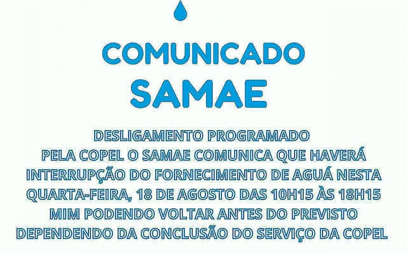 Comunicado importante do SAMAE de Mariluz