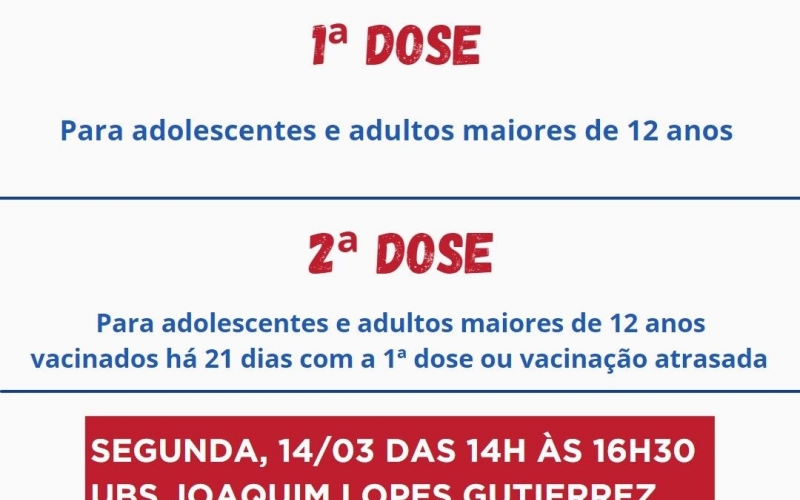Calendário de vacinação contra a Covid-19 