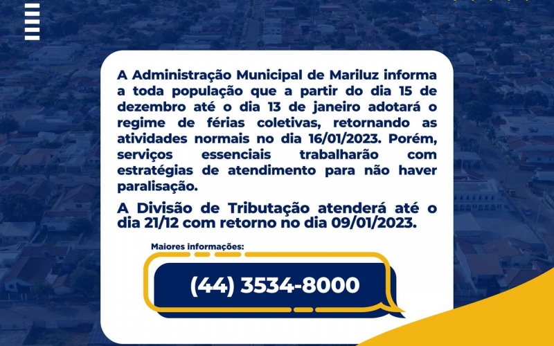 Comunicado da Prefeitura Municipal de Mariluz 