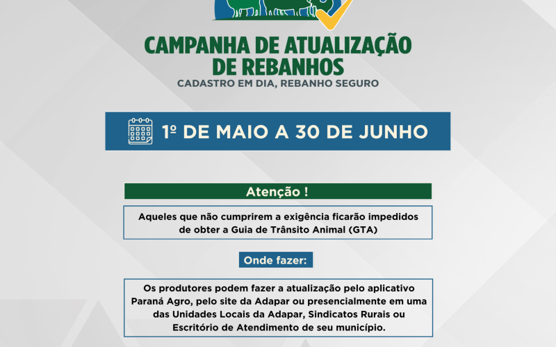 Já começou a Campanha de Atualização de Rebanho no Paraná!
