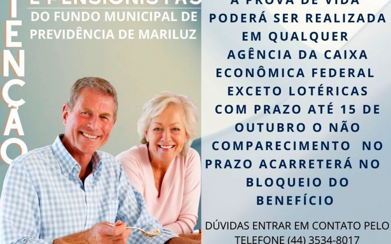 Prova de Vida para aposentados e pensionistas do Fundo Municipal de Previdência de Mariluz