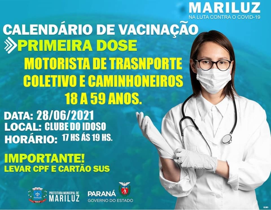 Vacinação contra a Covid-19 motoristas de transporte coletivo e caminhoneiros 