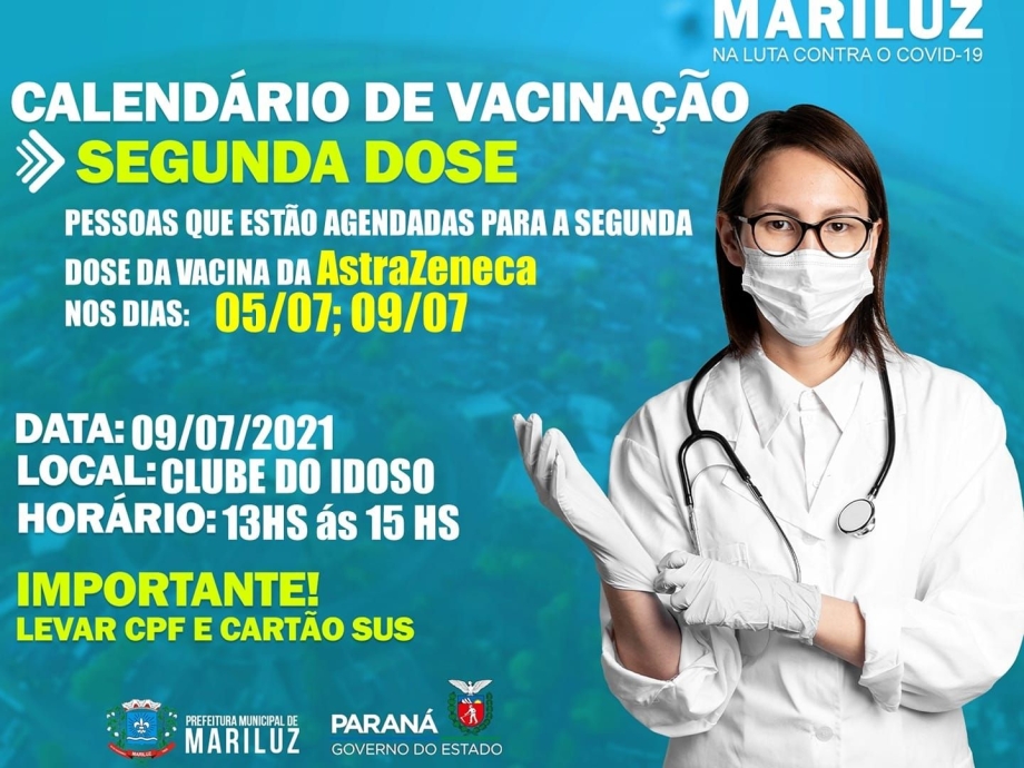 Calendário de vacinação contra a Covid-19 segunda dose 