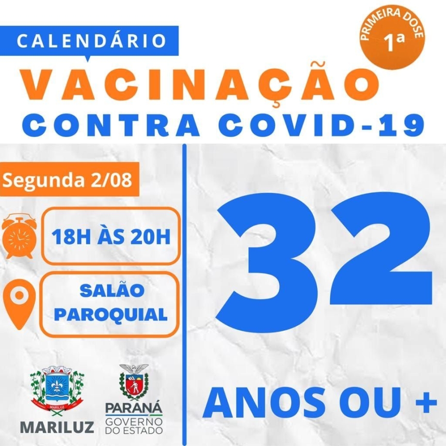 Vacinação contra a Covid-19 população geral 32 anos acima 