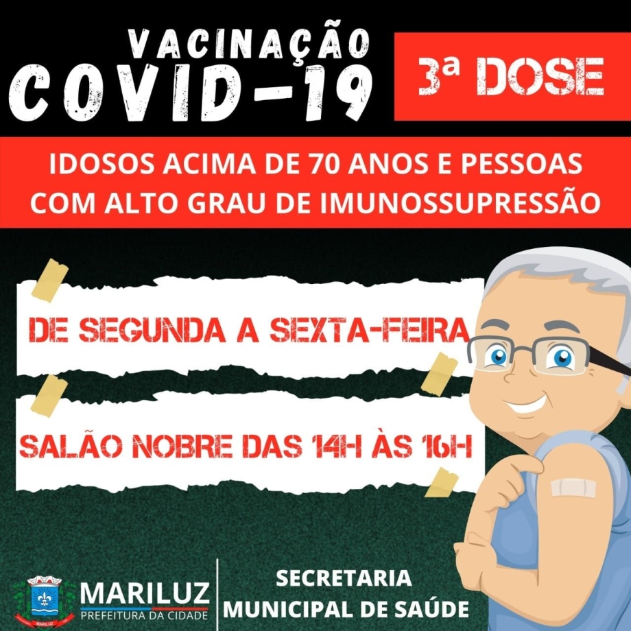O município de Mariluz já começou a vacinação contra a Covid-19 terceira dose a dose de reforço 