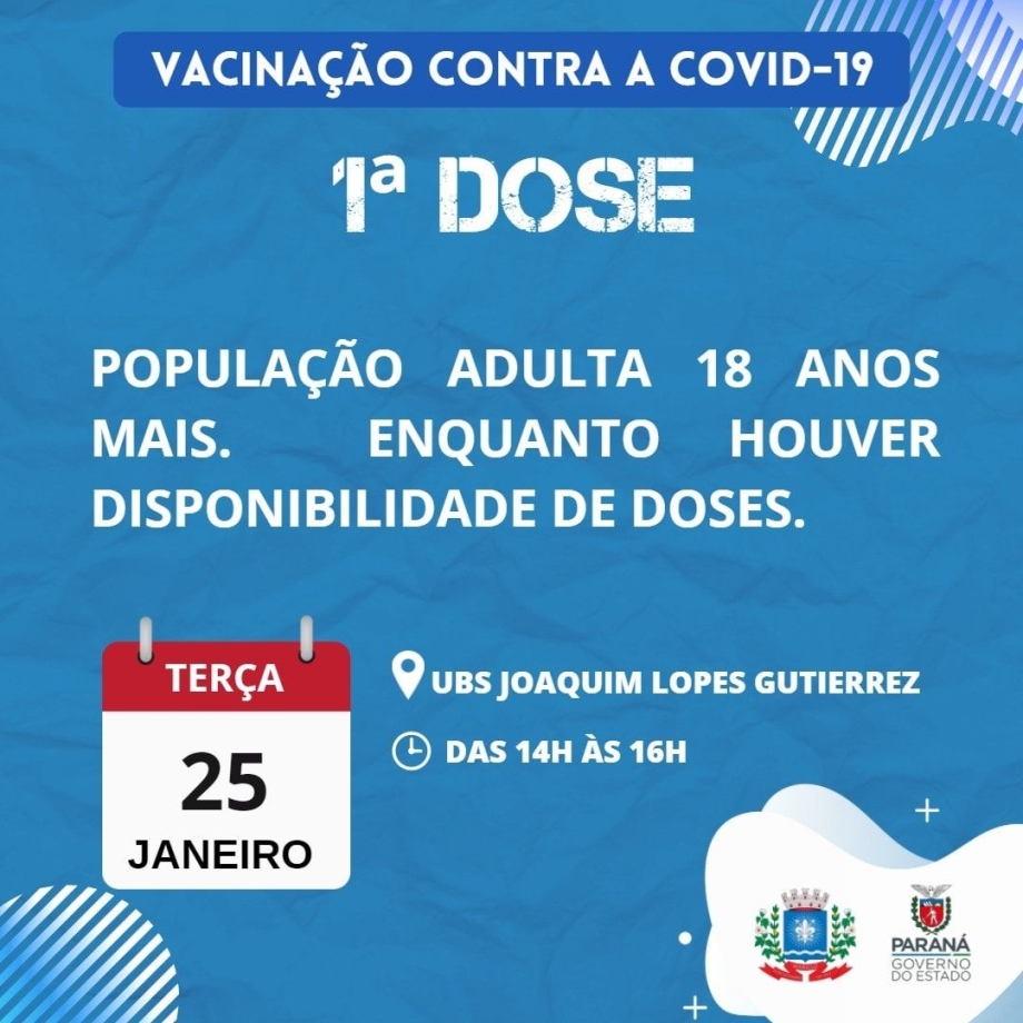 Vacinação contra a Covid-19 repescagem para pessoas acima de 18 anos que ainda não tomou a vacina