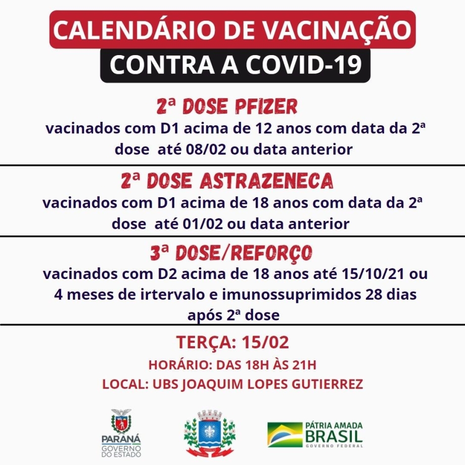 Fique atento ao Calendário de Vacinação!