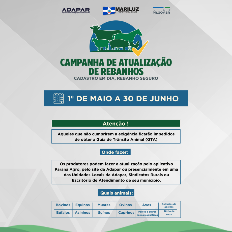 Já começou a Campanha de Atualização de Rebanho no Paraná!