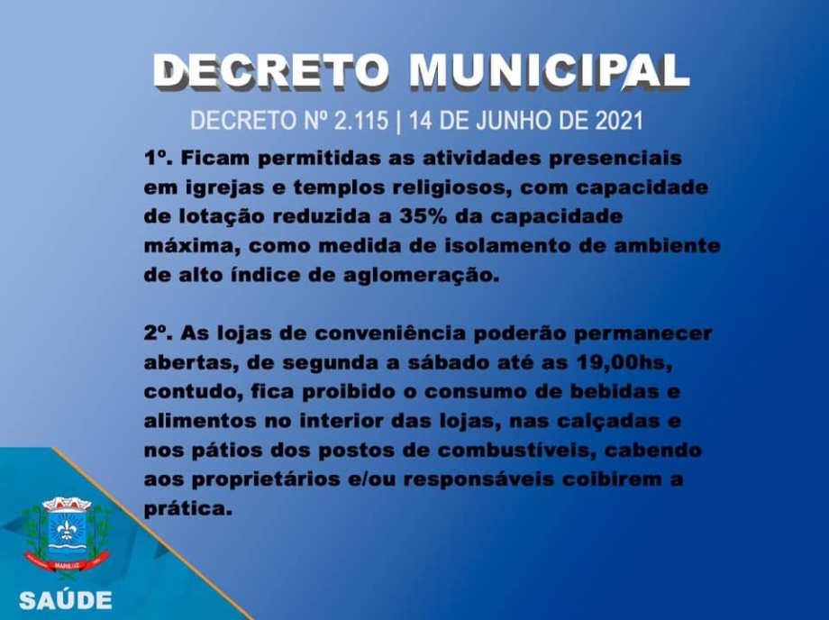 Decreto Municipal  Nº 2.115, de 14 de junho de 2021