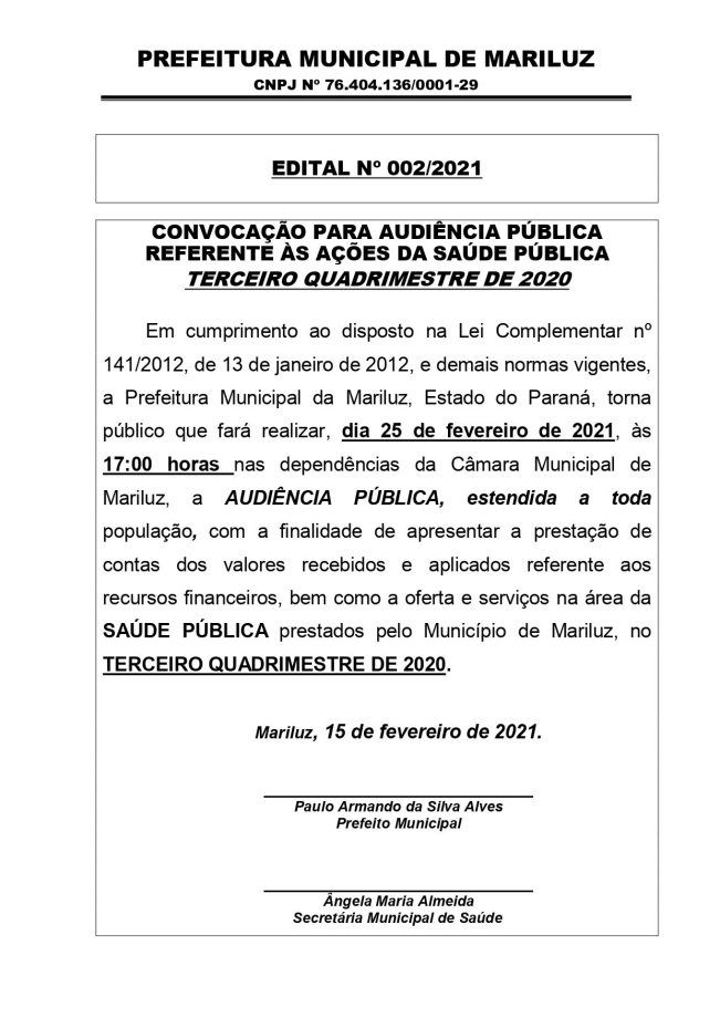 Audiência Pública 2021