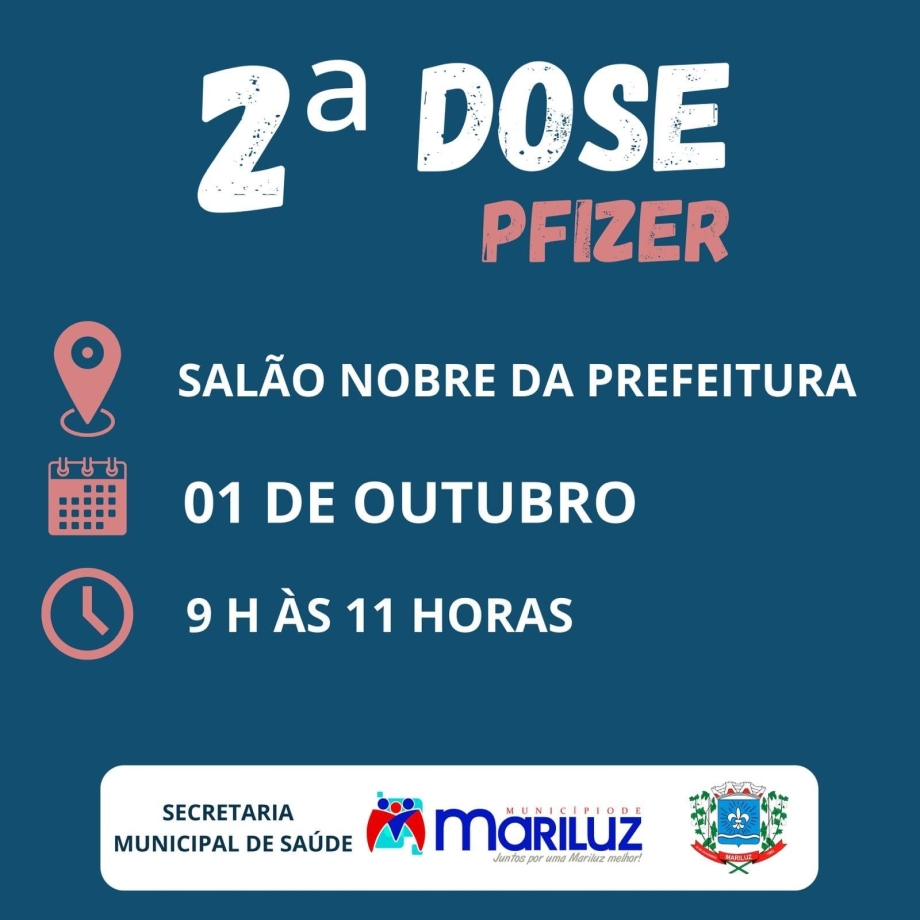 Calendário de Vacinação segunda dose Pfizer