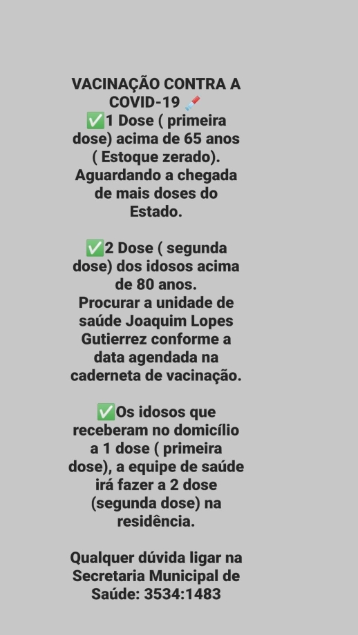 Segunda Dose da Vacinação contra a Covid-19